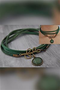 LADYMİRAGE Gerçek Yaprak Choker Kolye