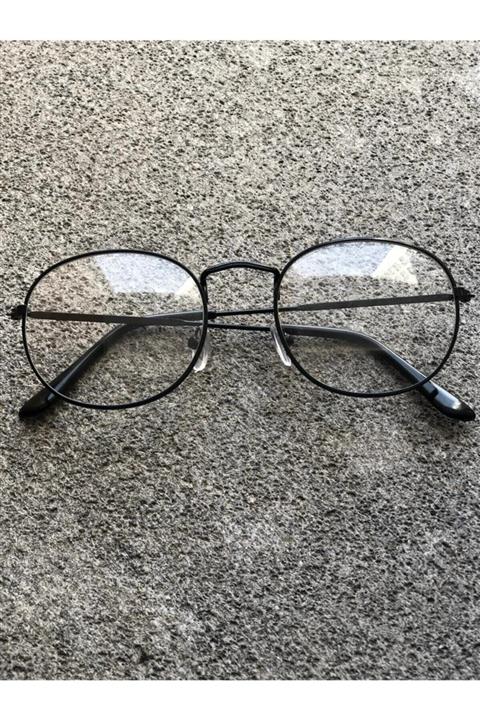 THE RİCHEST Unisex Siyah Ova Şeffaf Gözlük Oval