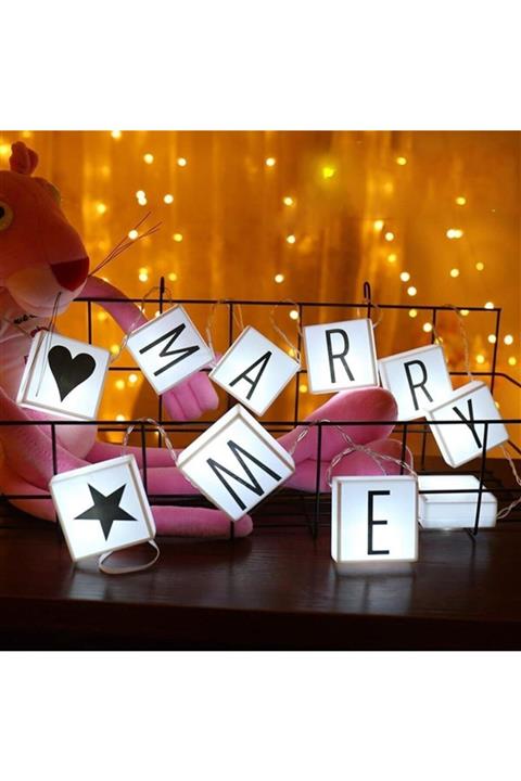 BRCTOPTAN 10'lu Lightbox Işıklı Harf Mesaj Panosu Dekoratif Harf Işık Zinciri