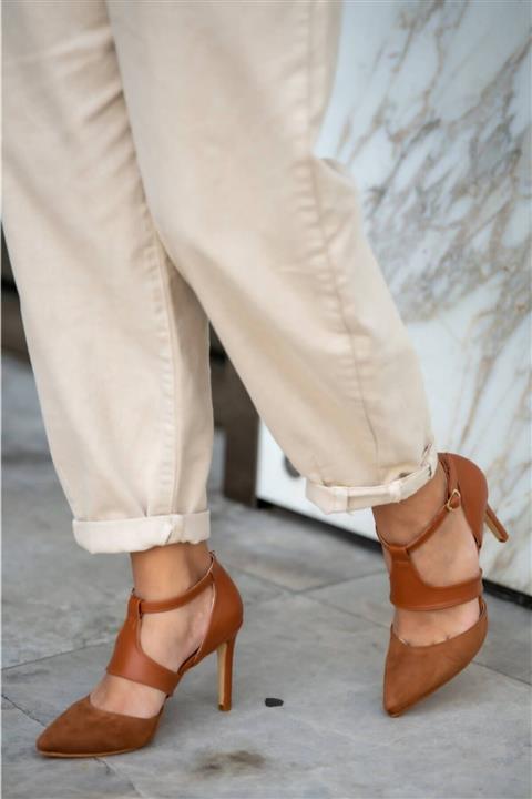 Modapigo Cindy Taba Deri Süet Topuklu Stiletto