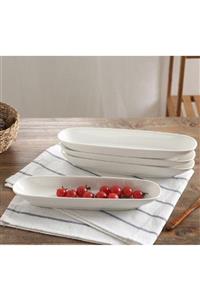 ACAR Porselen Kayık Tabak 27.5 Cm 4 Parça