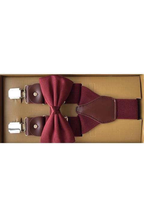 KemerSepeti Bordo Pantolon Askısı ve Papyon Kombini