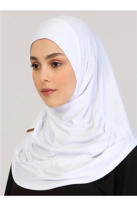 Ecardin Düz Hazır Türban - Beyaz -