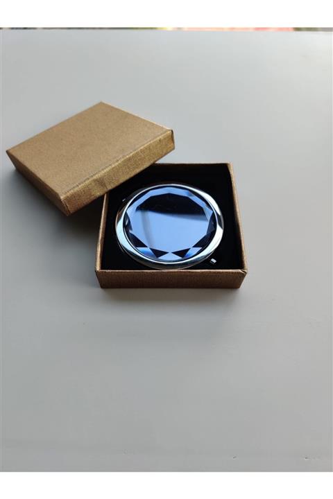 HEDİYELİMANİ Siyah Kristal Camlı Mini El Makyaj Aynası