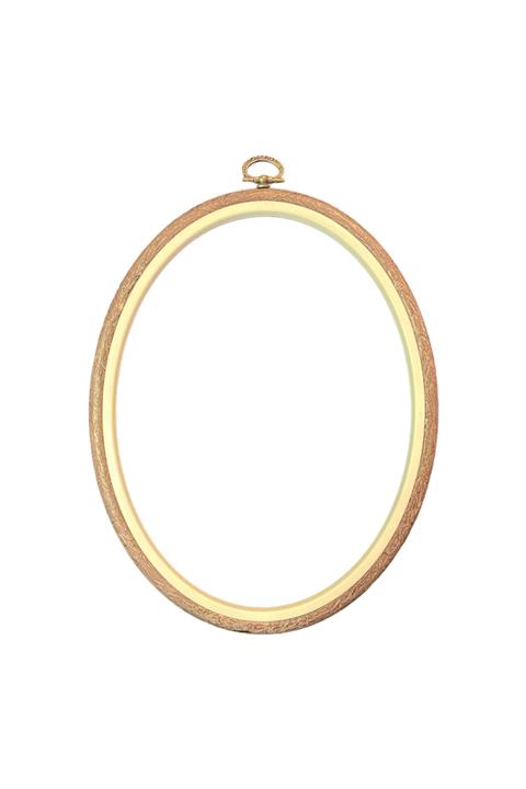 Nurge Şenel Yün Ahşap Görünümlü Plastik Oval Pano Kasnak No: 4 Çap: 18*23 Cm Kalınlık: 10 Mm