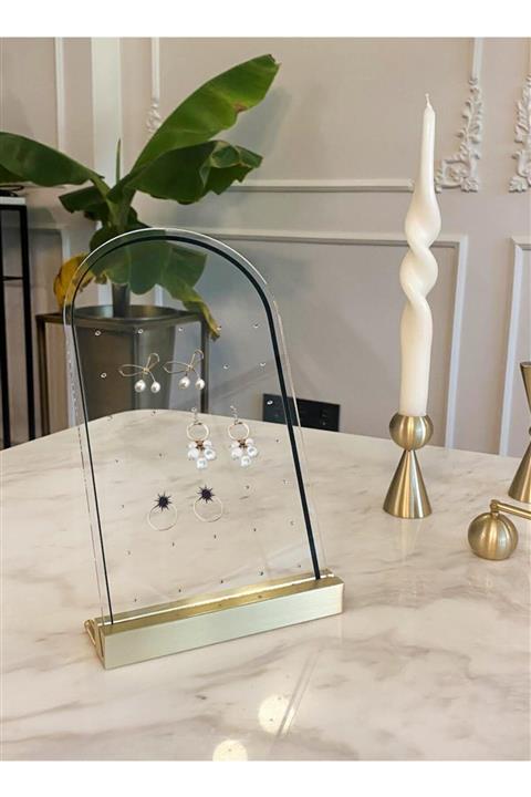 The Mia Pirinç Altlıklı Pleksi Takı Küpelik