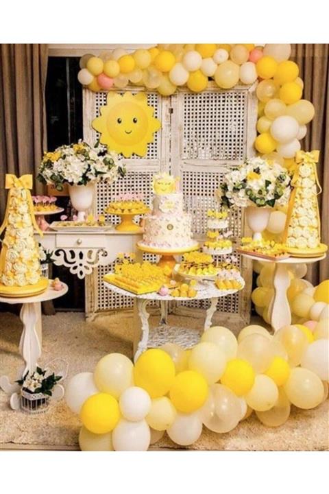 selens party Yaz Parti Konsept 100 Adet Metalik Balon Ve Balon Zinciri Doğum Günü Parti