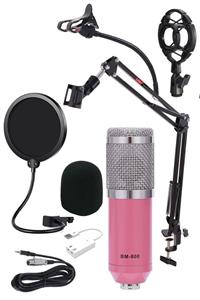 Lastvoice Bm800pm Pembe Condenser Mikrofon Seti (STAND FİLTRE 7.1 SES KARTI)