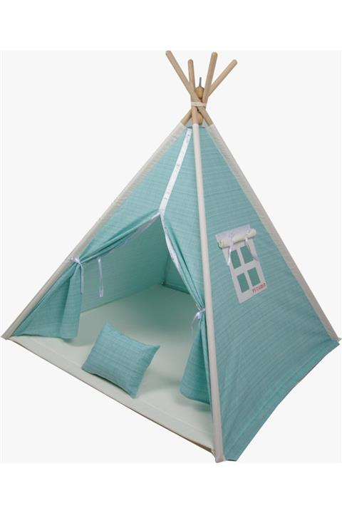 Fi Çadır Premium Ahşap Iskeletli Pamuklu Kumaş Çağla Yeşili Oyun Çadırı