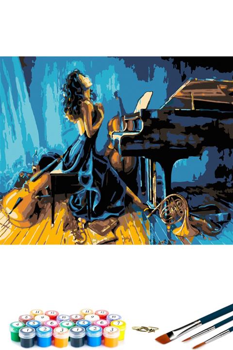 abbara Sayılarla Boyama Tablo Seti Kasnaklı Fırça Boya Dahil 40x50