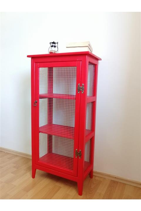 Özel Yapım Kawiwood Masif Ahşap Kırmızı Tel Dolap