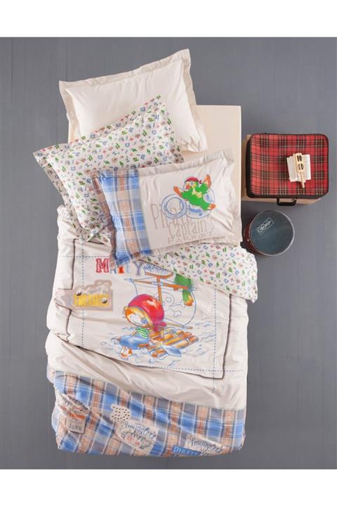 Karaca Home Matey Mavi Pano Ranforce Genç Tek Kişilik Uyku Seti