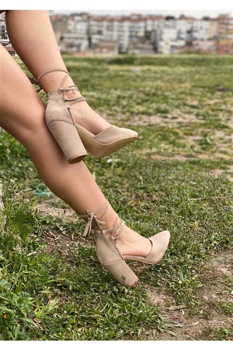 salto ayakkabı Vizon Ipli Sivri