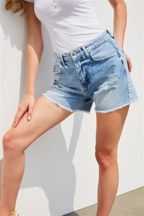 adL Yıpratmalı Jean Şort