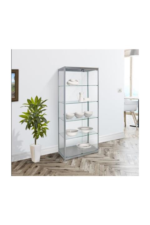 AZUCABİN Acv 901, Ahşap Camlı Dolap, Camlı Vitrin, Teşhir Koleksiyon Dolabı