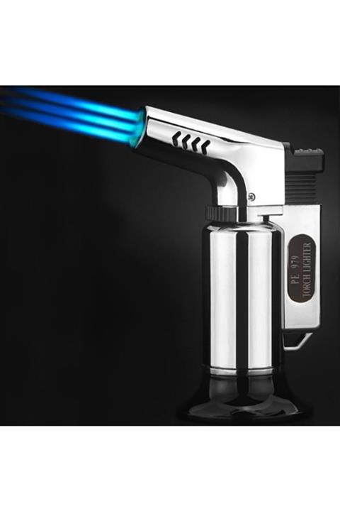 Cooltech Üç Alevli 2600 Derece Pürmüz Alev Çakmak Isı Tabancası Metal Gövde Mutfak Kamp Çakmağı