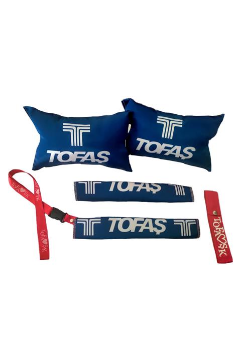 TUSBA MARKET Tofaş Logolu Yüksek Kalite Seyahat Boyun Yastığı Kemer Pedi Takımı