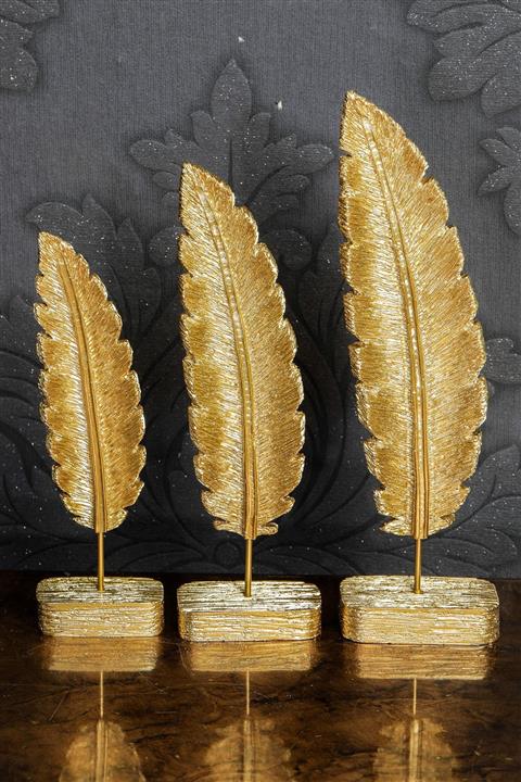 MHK Collection Gold Lüx Dekoratif Polyester Masa Dekoru 3'lü