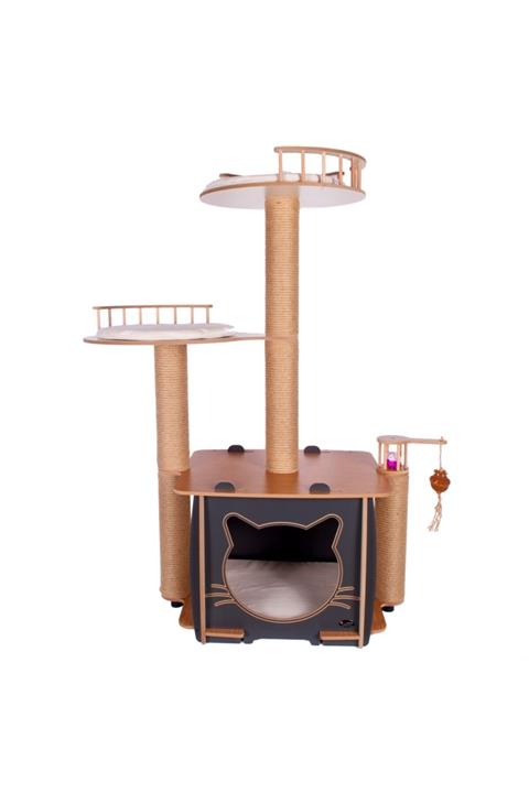 Patihomes Pati Homes Happy Katlı Yataklı Kedi Evi - Kedi Tırmalaması