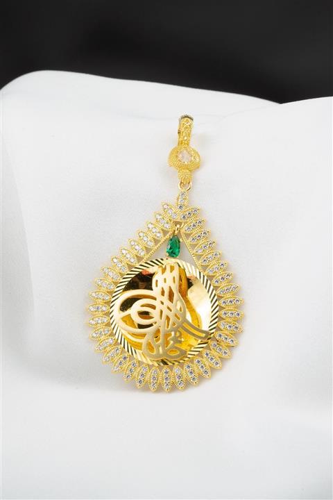 Bilezikci Yeşil Taşlı Ottoman Altın Kolye Ucu