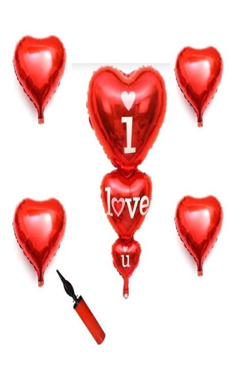 Şeker Adası I Love You - 5 Li Balon Set + Balon Pompası Hediye !! -- Skradapa141
