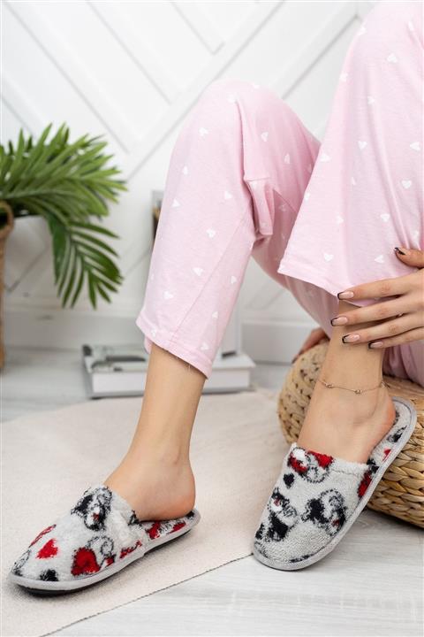 MorHanem Renkli Desen Kadın Ev Terliği