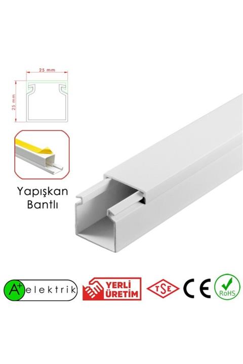 A Plus Elektrik 25x25 Mm Beyaz 65x2m=130m Yapışkan Bantlı Kablo Kanalı
