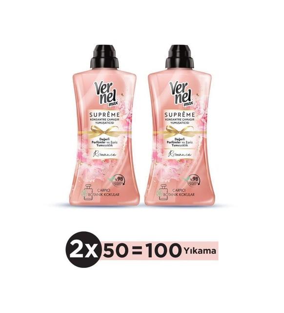 Vernel Max Konsantre Çamaşır Yumuşatıcısı 2 x 1200ml (100 Yıkama) Supreme Romance