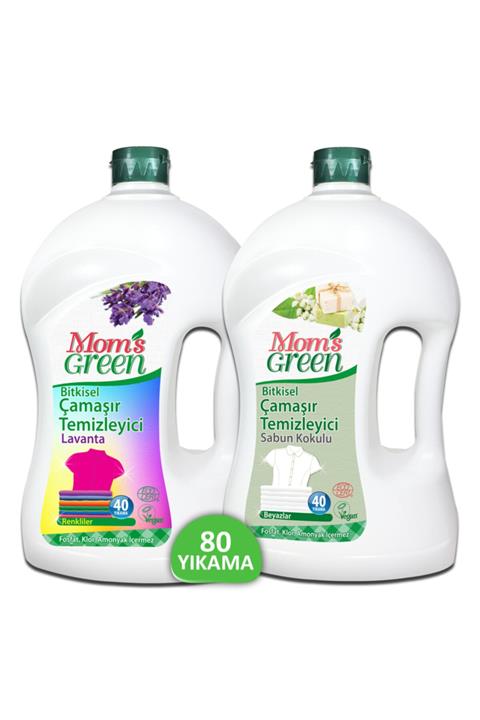 Mom's Green Bitkisel Çamaşır Temizleyici Renkliler 2 lt + Beyazlar İçin 2 lt Ecocert 2'li Set
