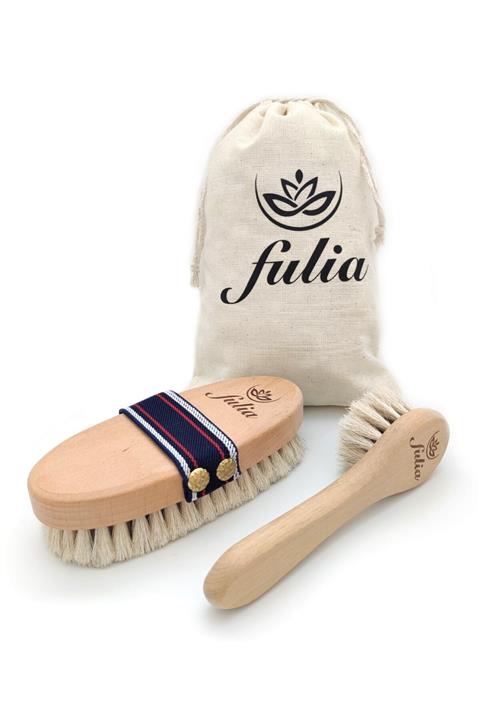 Fulia %100 Doğal At Kılı Selülit Fırçası Ve At Kılı Yüz Fırçası 2'li Set