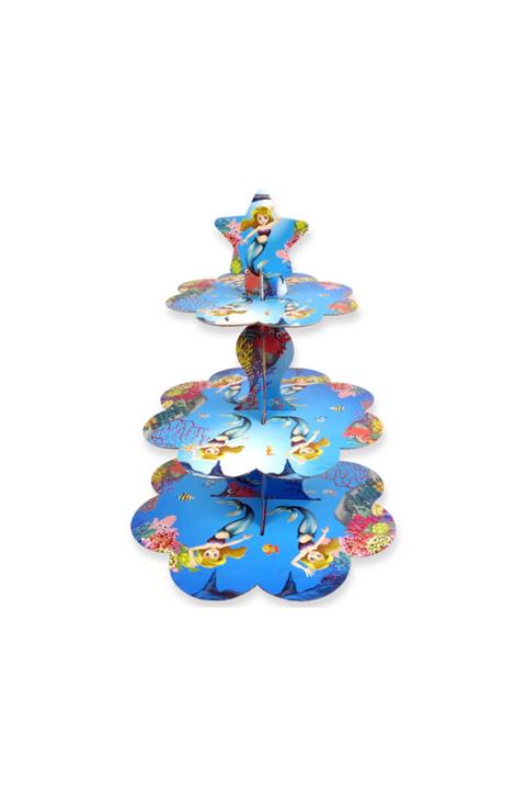 Eminonutoptanci 3 Katlı Karton Cupcake Standı Deniz Kızı Temalı Kek Standı