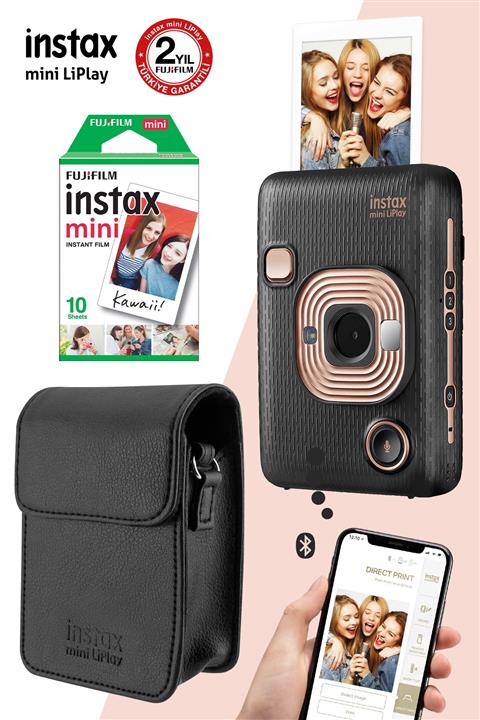 Fujifilm Instax Mini Liplay Hybrid Elegant Black Fotoğraf Makinesi Çantalı Hediye Seti 3