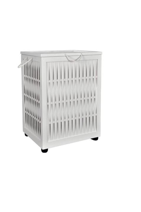 Emr züccaciye Emr Exlusive Ahşap Mobilya Kirli Çamaşırlık Sepeti - Kirli Çamaşır Sepeti Beyaz