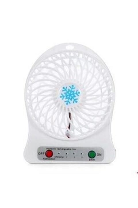 Nower Aksesuar Beyaz Renk 3 Kademeli Portable Masaüstü Taşınabilir Şarjlı Fan Fan 3