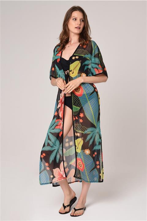 Bolder Mango Desen Plaj Elbisesi