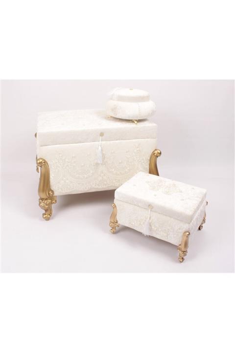 EnesSandık Avangart Gelin 3 Lü Çeyiz, Bohça, Makyaj Ve Takı Sandık Takımı 341