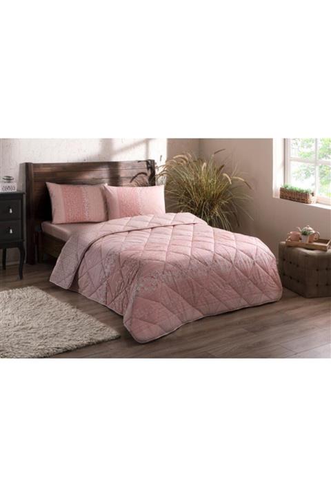 Taç Leona Pembe Çift Kişilik Ranforce Yorgan Seti