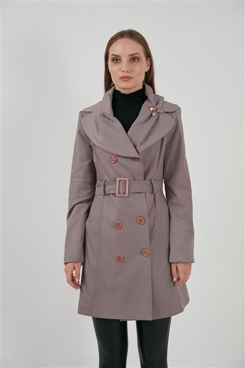 Butik Vedat Kadın Gri Trençkot 17186