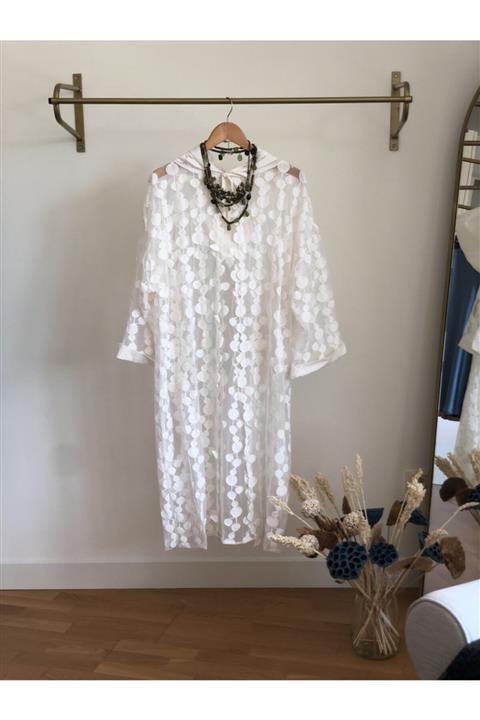 ZUA STYLE Puantiyeli Tül Kimono