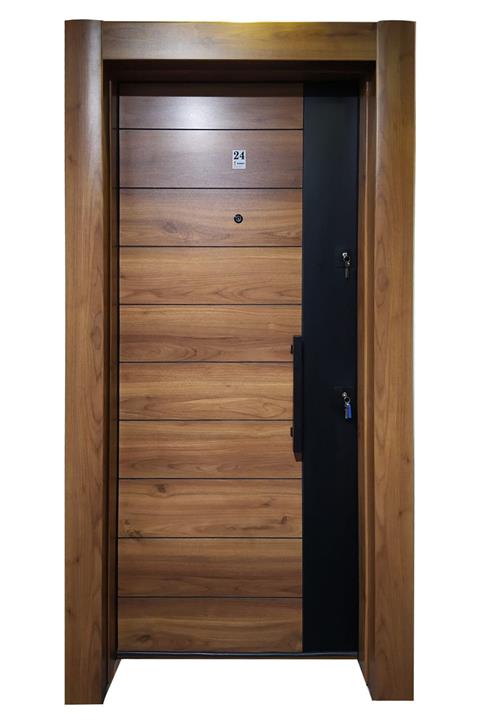 Tezdoor Ahşap Kaplama Rustik Çizgili Çelik Kapı