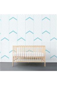 LAGOONkids Chevron – Blue On White Çocuk Odası Duvar Kağıdı