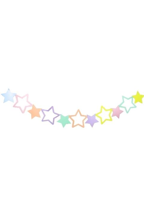 Parti Station Makaron Renkli Yıldızlar Afiş Süs