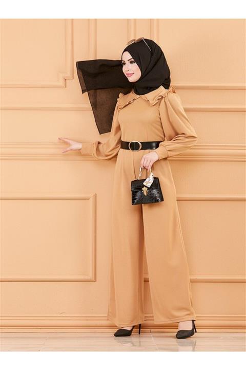 TOFİSA Kadın Vizon Kemerli Tulum