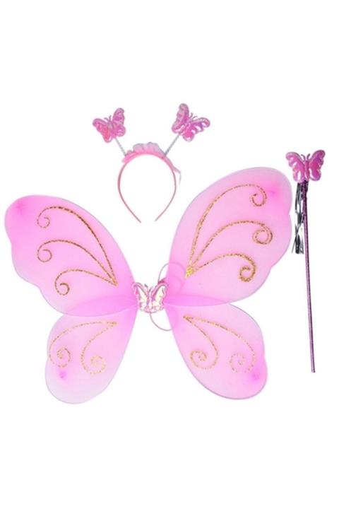 3balışveriş Kelebek Kanadı Tacı Asası Pembe Renk