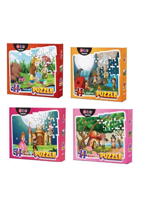 DEEMBRO Puzzle Yapboz 4 Adet 72 Parça Çocuk Puzzle Yapboz Kutulu Puzzle