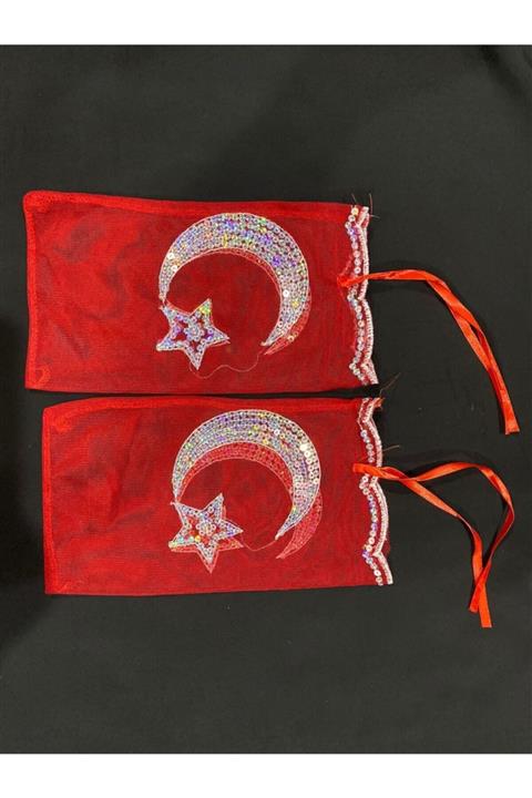 GENCLIKKINA Kırmızı Ayyıldızlı Kına Asker Eldiveni