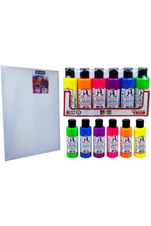 UFEN 35x50 Tuval Arkadan Tel Dikişli Canvas Mahi Max + Südor Multi Akrilik Fosforlu Boya 6x70 Ml