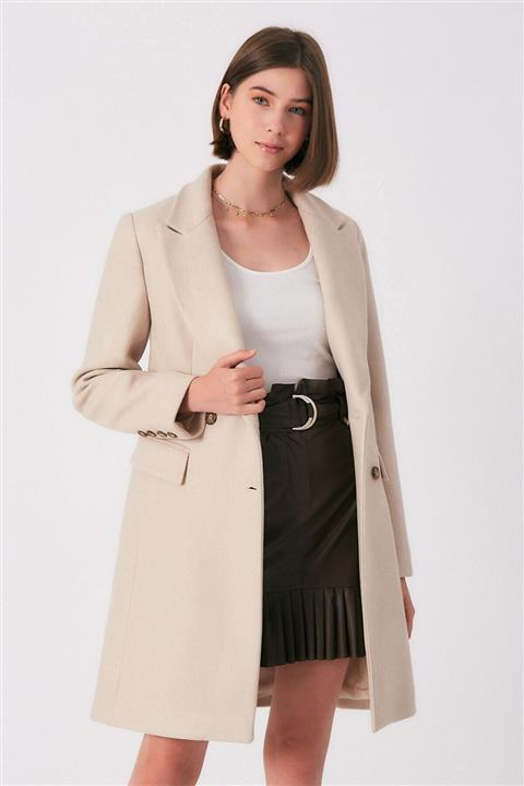 Robin Süs Cepli Kruvaze Kaşe Kaban Taş