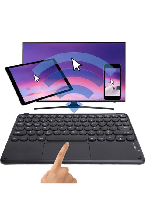 TECHNOM Tüm Cihazlara Uyumlu Touchpad Akıllı Dokunmatik Ekranlı Kablosuz Bluetooth Klavye