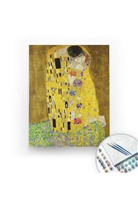 Bir Kutu Sanat Gustav Klimt The Kiss - Tuval Üzerine Sayılarla Boyama 40x50cm Kasnaklı